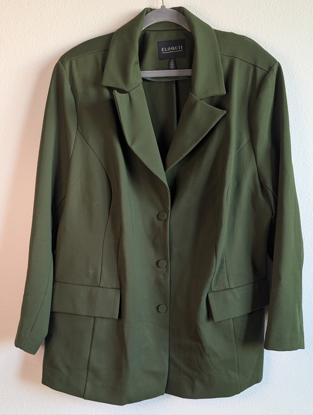 Eloquii Olive Green Single-Breasted Blazer